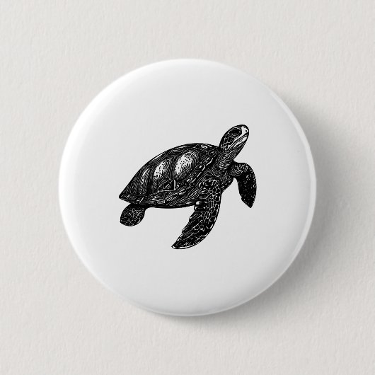 Elegantes Schwimmen Alte Wasserschildkröte Kopie Button (Vorderseite)