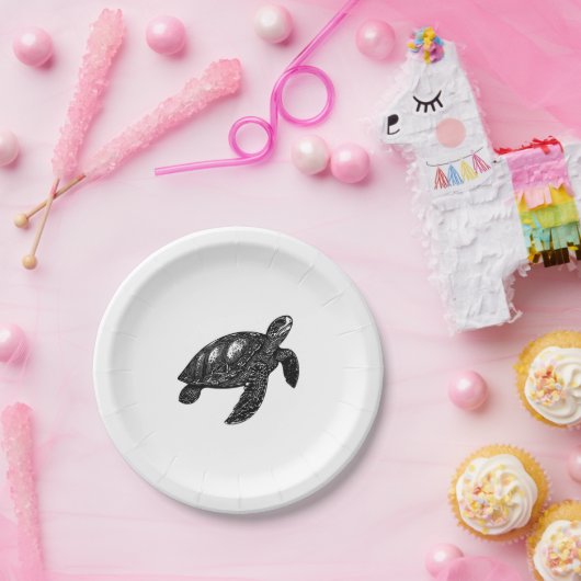 Elegantes Schwimmen Alte Wasserschildkröte Kopie Pappteller (Party)