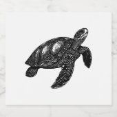 Elegantes Schwimmen Alte Wasserschildkröte Kopie Schaumweinetikett (Einzelnes Label)