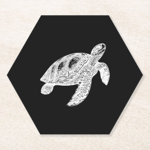 Elegantes Schwimmen Alte Wasserschildkröte Untersetzer