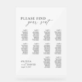 Elegantes Script 10 Tabelle Seating Chart Akryllis Acrylschild (Vorderseite)