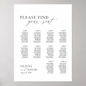 Elegantes Script 10 Tabelle Seating Chart Poster (Vorne)