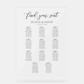 Elegantes Script 11 Tabelle Seating Chart Akryllis Acrylschild (Vorderseite)