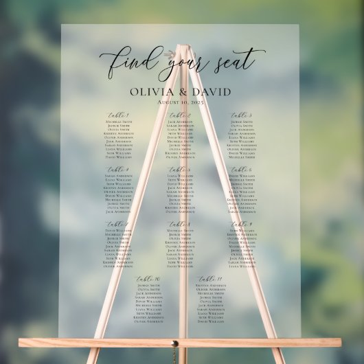 Elegantes Script 11 Tabelle Seating Chart Akryllis Acrylschild (Neutral)