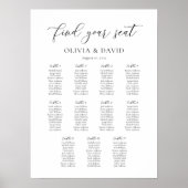 Elegantes Script 11 Tabelle Seating Chart Poster (Vorne)
