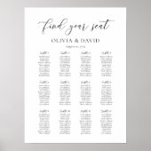 Elegantes Script 12 Tabelle Seating Chart Poster (Vorne)