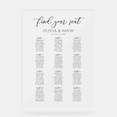 Elegantes Script 12 Table Seating Chart Akryllisch Acrylschild (Vorderseite)