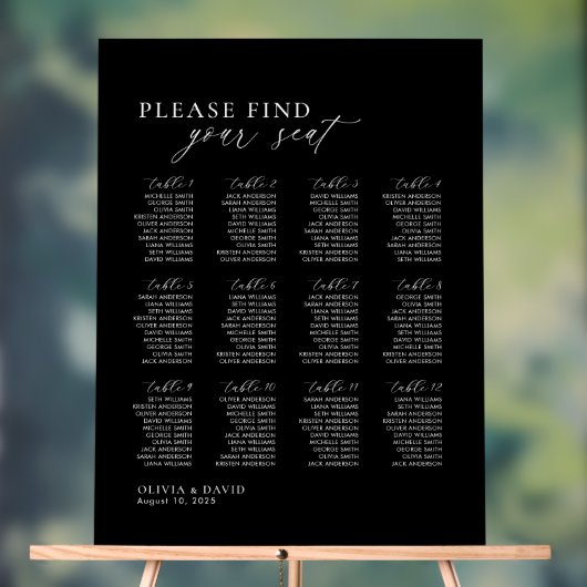 Elegantes Script 12 Table Seating Chart Akryllisch Acrylschild (Neutral)