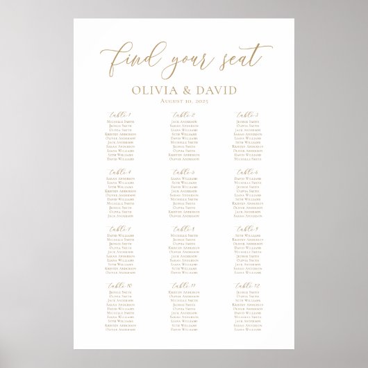 Elegantes Script 12 Tables Willkommenssymbol Poster (Vorne)