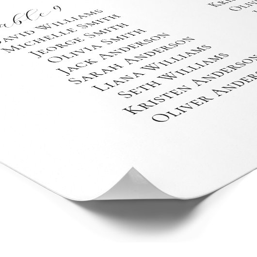 Elegantes Script 12 Tables Willkommenssymbol Poster (Ecke)