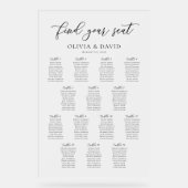 Elegantes Script 14 Table Seating Chart Akryllisch Acrylschild (Vorderseite)