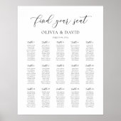 Elegantes Script 15 Tabelle Seating Chart Poster (Vorne)