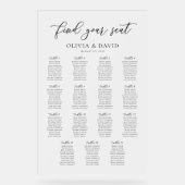 Elegantes Script 15 Table Seating Chart Akryllisch Acrylschild (Vorderseite)