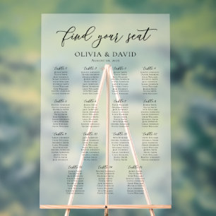 Elegantes Script 15 Table Seating Chart Akryllisch Acrylschild