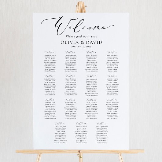 Elegantes Script 15 Tables Willkommenssymbol Poster