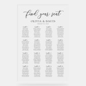 Elegantes Script 16 Table Seating Chart Akryllisch Acrylschild (Vorderseite)