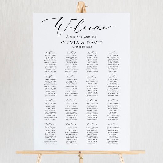 Elegantes Script 16 Tables Willkommenssymbol Poster