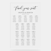 Elegantes Script 17 Table Seating Chart Akryllisch Acrylschild (Vorderseite)