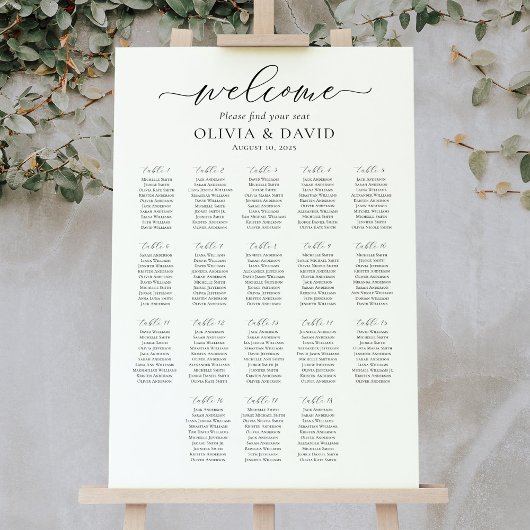 Elegantes Script 18 Tables Willkommenssymbol Poster