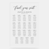 Elegantes Script 19 Table Seating Chart Akryllisch Acrylschild (Vorderseite)