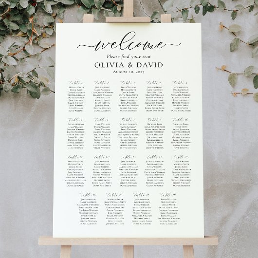 Elegantes Script 19 Tables Willkommenssymbol Poster