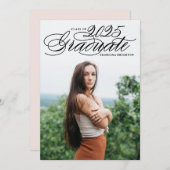 Elegantes Script 2018 Foto Abschluss Einladung II (Vorne/Hinten)