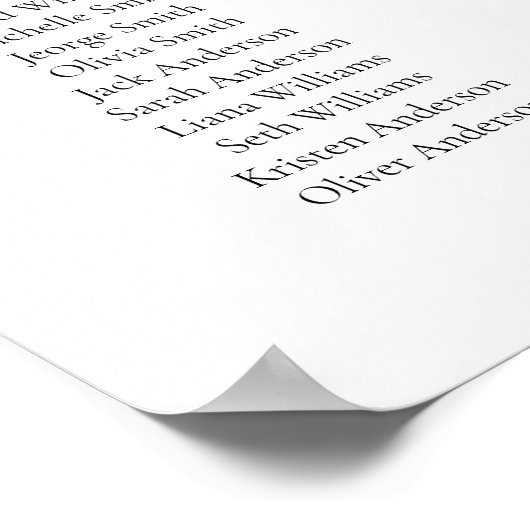 Elegantes Script 20 Table Seating Chart Poster (Ecke)