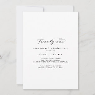 Elegantes Script 21. Geburtstag Party Einladung