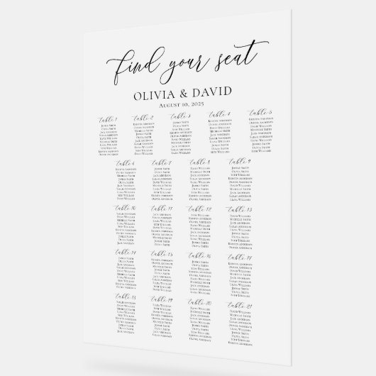 Elegantes Script 21 Tabelle Seating Chart Akryllis Acrylschild (Winkel)