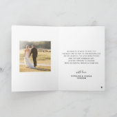 Elegantes Script 2 Foto gefaltet Hochzeit Dankeskarte (Innenseite)