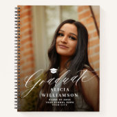 Elegantes Script 2 Foto Graduiertenparty Gästebuch Notizblock (Vorderseite)