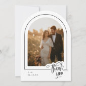 Elegantes Script 2 Foto Hochzeit Dankeschön Karte (Vorderseite)