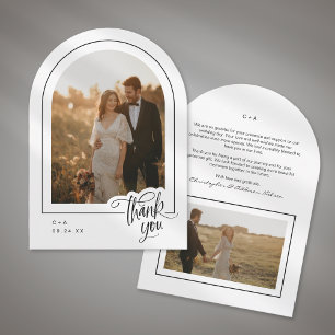 Elegantes Script 2 Foto Hochzeit Dankeschön Karte