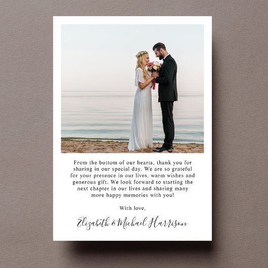 Elegantes Script 2 Foto Hochzeit Dankeskarte