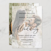 Elegantes Script 2 Foto Hochzeit Einladung (Vorne/Hinten)