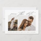 Elegantes Script 2 Foto Hochzeit Save The Date (Vorderseite)