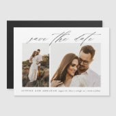 Elegantes Script 2 Foto Hochzeit speichern Magneteinladung (Vorne/Hinten)