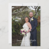 Elegantes Script 2 Foto Liebe und Dankeschön Hochz Dankeskarte (Vorderseite)