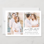 Elegantes Script 2 Foto Save the Date Magneteinladung (Vorderseite)