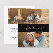 Elegantes Script 2 Foto Weihnachtskarte (Vorne/Hinten)