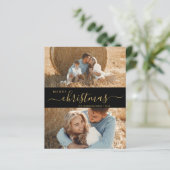 Elegantes Script 2 Foto Weihnachtskarte (Stehend Vorderseite)