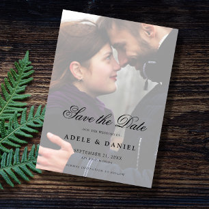 Elegantes Script 2 Sided Foto Save the Date Hochze