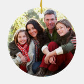 Elegantes Script 2 Sided Foto Weihnachten Burgund Keramik Ornament (Hinten)