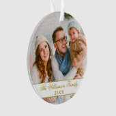 Elegantes Script 2 Sided Foto Weihnachten Gold Ornament (Vorderseite)