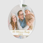 Elegantes Script 2 Sided Foto Weihnachten Gold Ornament (Vorderseite)