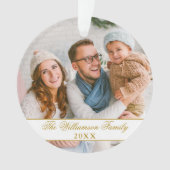 Elegantes Script 2 Sided Foto Weihnachten Gold Ornament (Vorderseite)