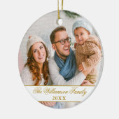 Elegantes Script 2 Sided Foto Weihnachtsgold Keramik Ornament (Links)