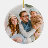 Elegantes Script 2 Sided Foto Weihnachtsgold Keramik Ornament (Hinten)