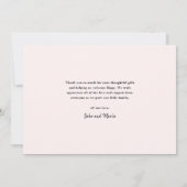 Elegantes Script 3 Foto Collage Baby Dankeskarte (Rückseite)