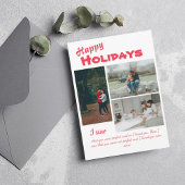 Elegantes Script 3 Foto Collage Holidays Card Ankündigung
